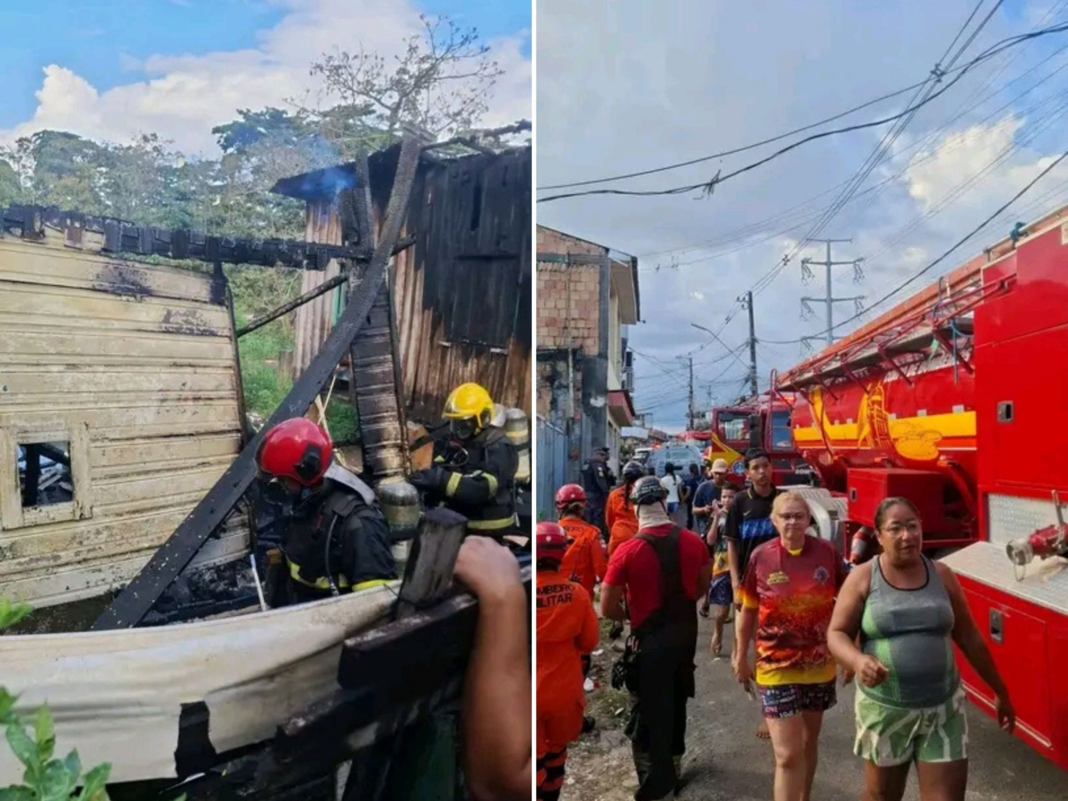 Incêndio destrói completamente casa de madeira no bairro São Jorge em Manaus